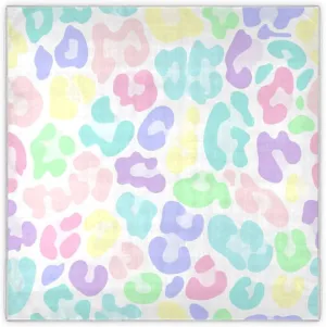 35" Square Neck Scarf Headscarf Lightweight Women Silk Like Curly Headband Tie Sleeping at Night Fashion Bandana Leopard in Rainbow Colors