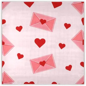 35" Square Neck Scarf Headscarf Lightweight Women Silk Like Curly Headband Tie Sleeping at Night Fashion Bandana Love Hearts and Envelopes