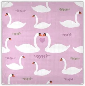 35" Square Neck Scarf Headscarf Lightweight Women Silk Like Curly Headband Tie Sleeping at Night Fashion Bandana Love White Swans