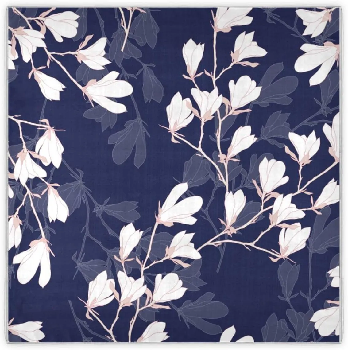 35" Square Neck Scarf Headscarf Lightweight Women Silk Like Curly Headband Tie Sleeping at Night Fashion Bandana Magnolia Flower