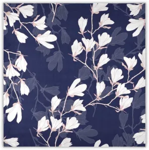35" Square Neck Scarf Headscarf Lightweight Women Silk Like Curly Headband Tie Sleeping at Night Fashion Bandana Magnolia Flower