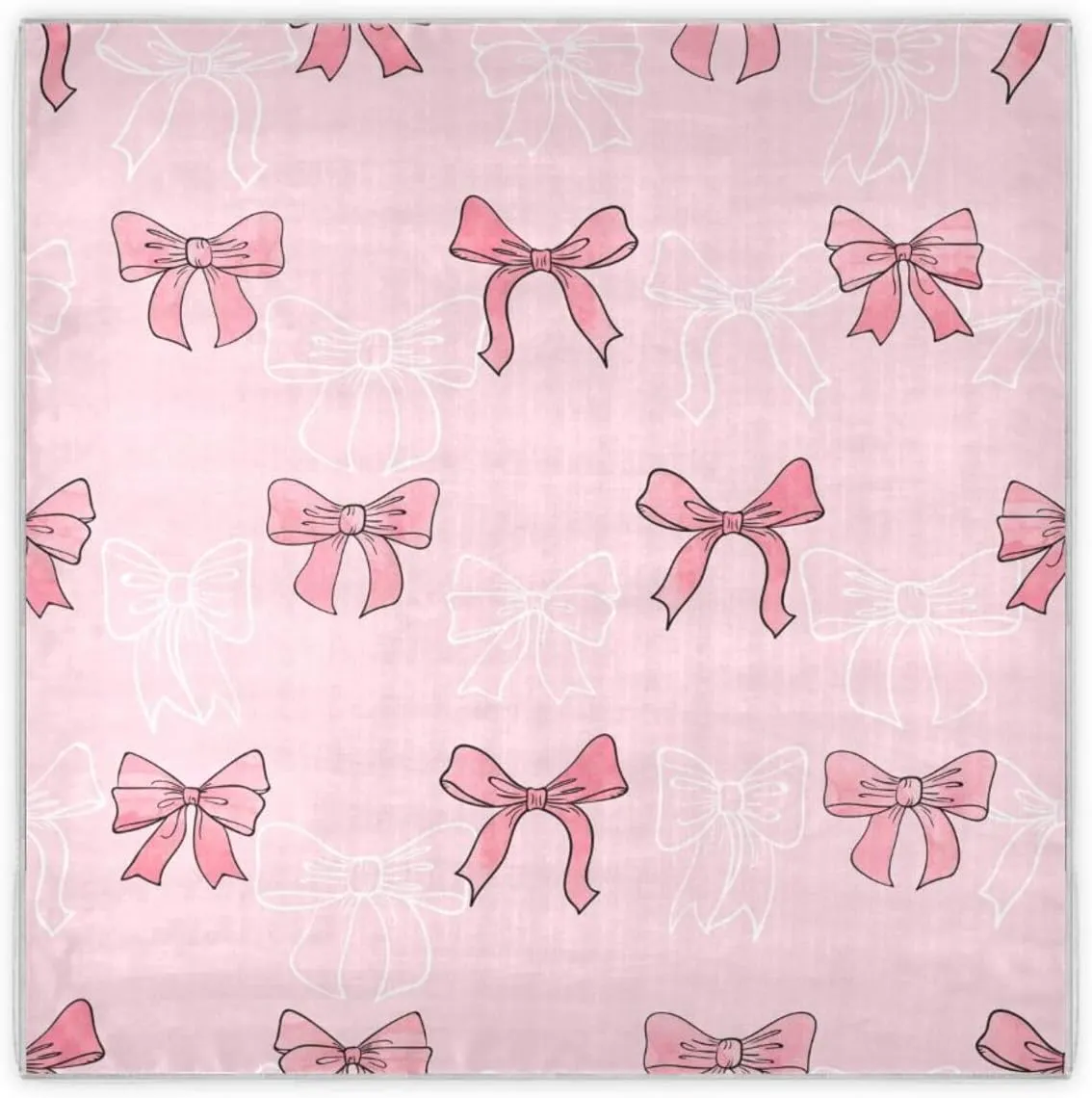 35" Square Neck Scarf Headscarf Lightweight Women Silk Like Curly Headband Tie Sleeping at Night Fashion Bandana Pink Bows