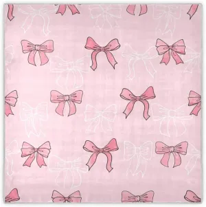 35" Square Neck Scarf Headscarf Lightweight Women Silk Like Curly Headband Tie Sleeping at Night Fashion Bandana Pink Bows