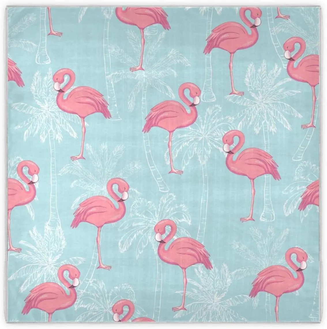 35" Square Neck Scarf Headscarf Lightweight Women Silk Like Curly Headband Tie Sleeping at Night Fashion Bandana Pink Flamingo Blue