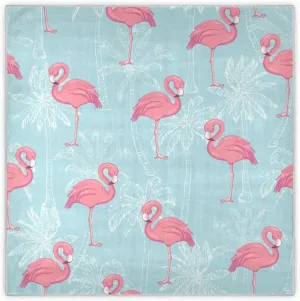 35" Square Neck Scarf Headscarf Lightweight Women Silk Like Curly Headband Tie Sleeping at Night Fashion Bandana Pink Flamingo Blue