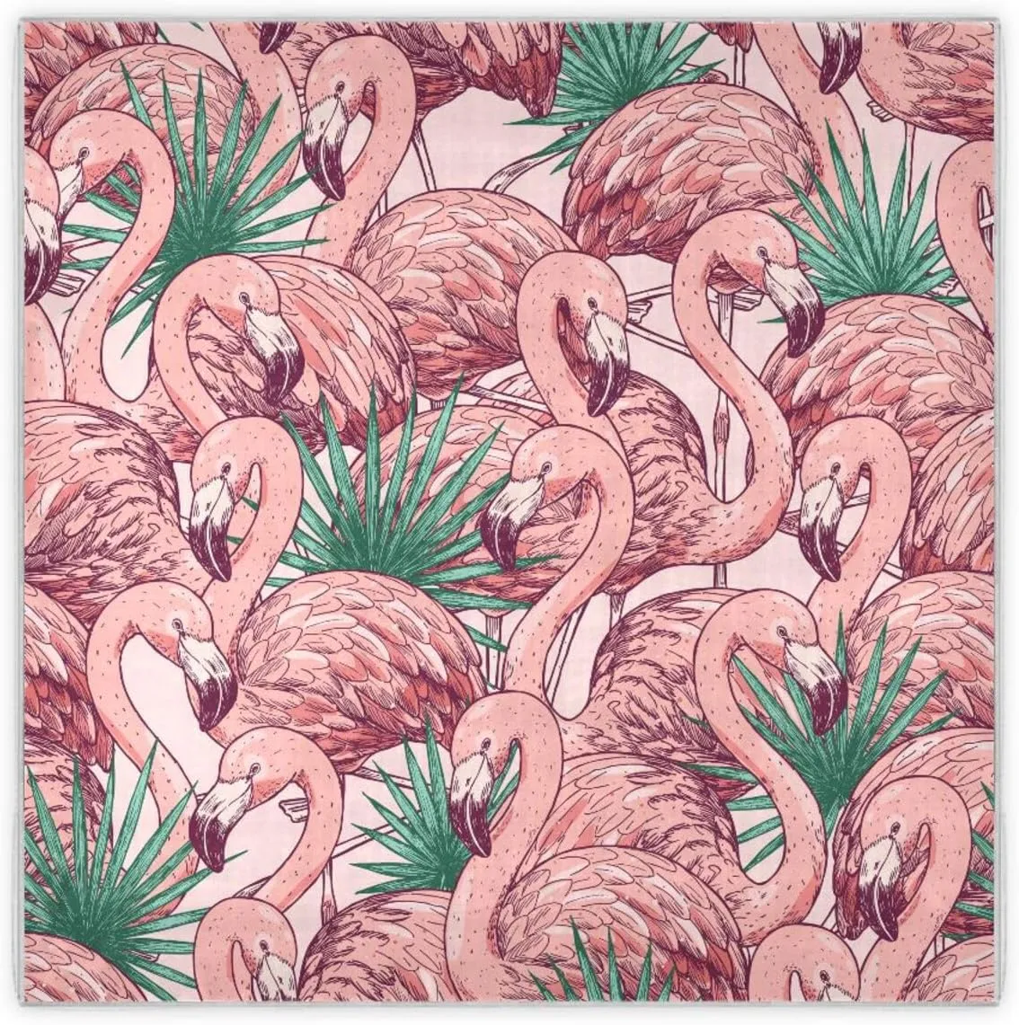 35" Square Neck Scarf Headscarf Lightweight Women Silk Like Curly Headband Tie Sleeping at Night Fashion Bandana Pink Flamingo Tropical Leaves