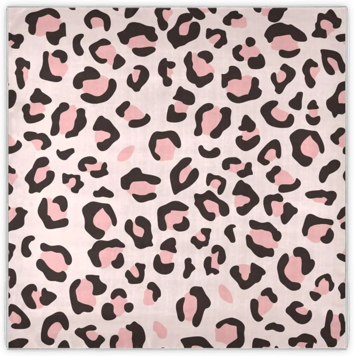 35" Square Neck Scarf Headscarf Lightweight Women Silk Like Curly Headband Tie Sleeping at Night Fashion Bandana Pink Leopard Pattern