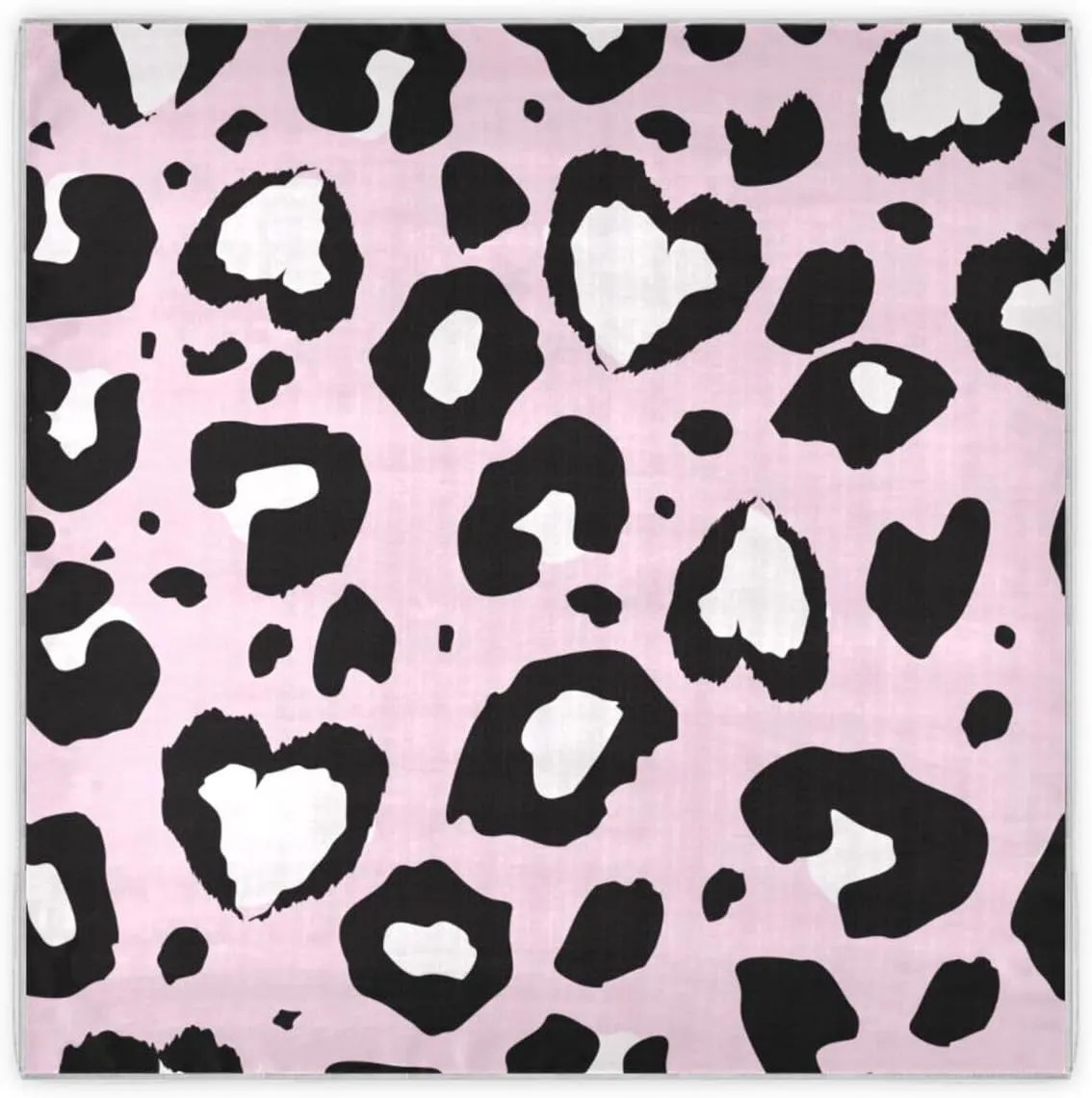 35" Square Neck Scarf Headscarf Lightweight Women Silk Like Curly Headband Tie Sleeping at Night Fashion Bandana Pink Leopard