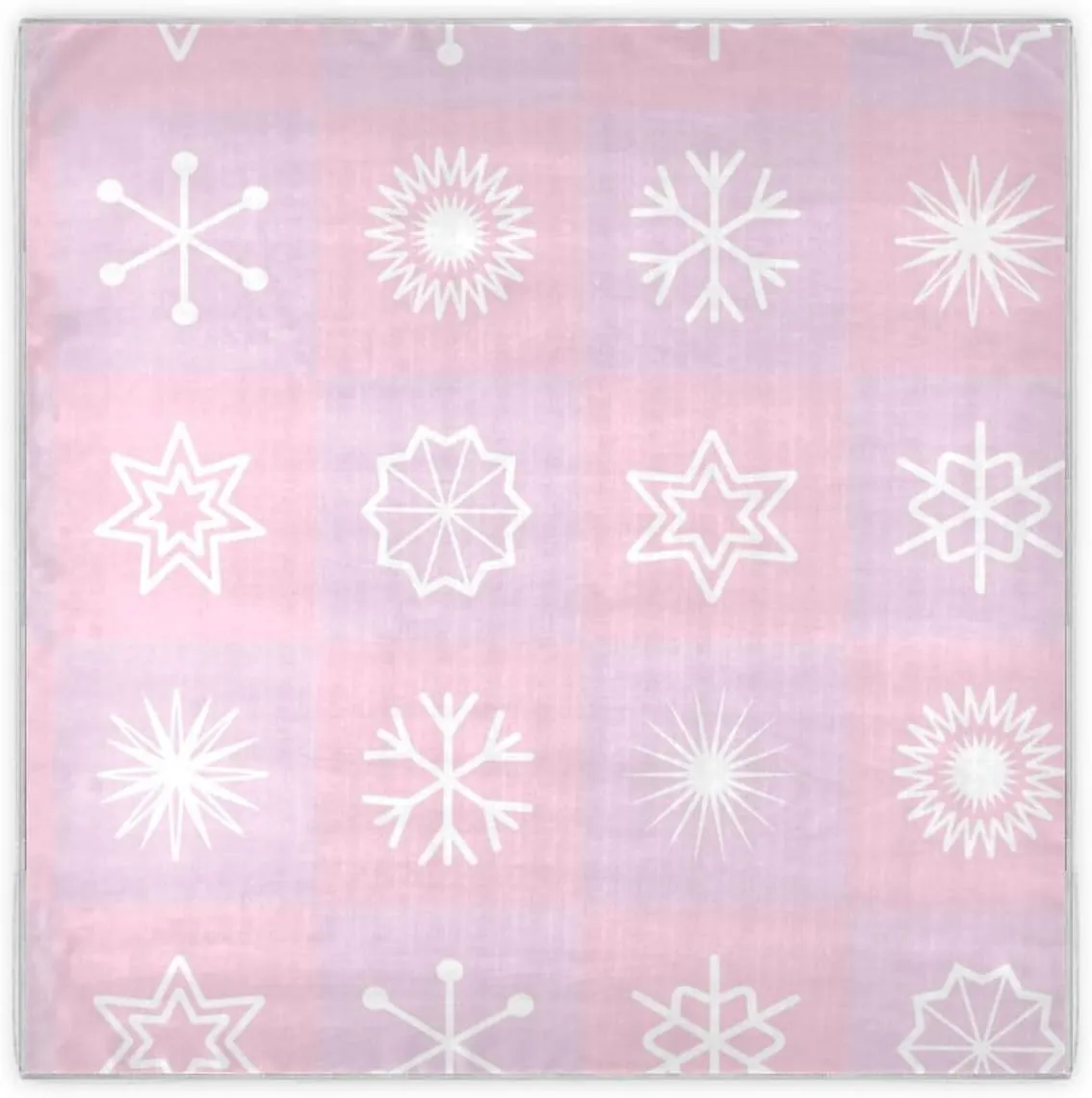 35" Square Neck Scarf Headscarf Lightweight Women Silk Like Curly Headband Tie Sleeping at Night Fashion Bandana Pink Snowflakes and Stars