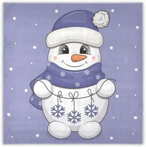 35" Square Neck Scarf Headscarf Lightweight Women Silk Like Curly Headband Tie Sleeping at Night Fashion Bandana Purple Snowman