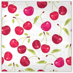 35" Square Neck Scarf Headscarf Lightweight Women Silk Like Curly Headband Tie Sleeping at Night Fashion Bandana Red Cherry
