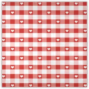 35" Square Neck Scarf Headscarf Lightweight Women Silk Like Curly Headband Tie Sleeping at Night Fashion Bandana Red Hearts and Gingham