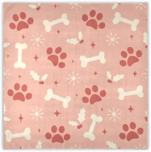 35" Square Neck Scarf Headscarf Lightweight Women Silk Like Curly Headband Tie Sleeping at Night Fashion Bandana Red Paw Prints