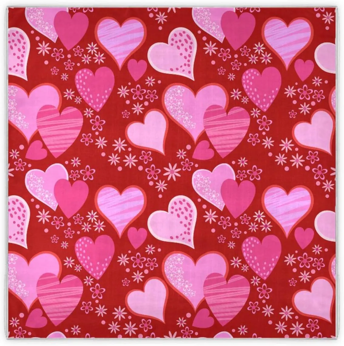35" Square Neck Scarf Headscarf Lightweight Women Silk Like Curly Headband Tie Sleeping at Night Fashion Bandana Red Pink Heart