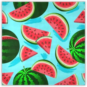 35" Square Neck Scarf Headscarf Lightweight Women Silk Like Curly Headband Tie Sleeping at Night Fashion Bandana Ripe Watermelons