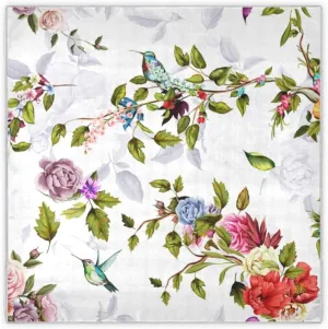 35" Square Neck Scarf Headscarf Lightweight Women Silk Like Curly Headband Tie Sleeping at Night Fashion Bandana Rose Peony Poppy Hummingbirds