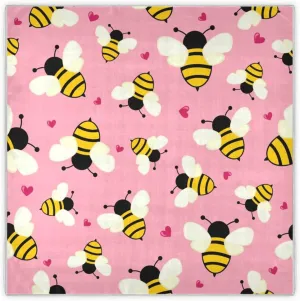 35" Square Neck Scarf Headscarf Lightweight Women Silk Like Curly Headband Tie Sleeping at Night Fashion Bandana Simple Flying Bees
