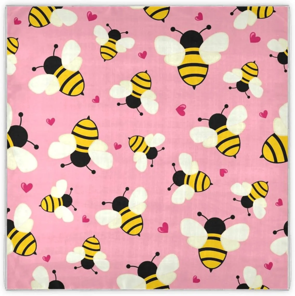 35" Square Neck Scarf Headscarf Lightweight Women Silk Like Curly Headband Tie Sleeping at Night Fashion Bandana Simple Flying Bees