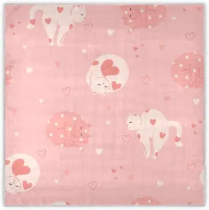 35" Square Neck Scarf Headscarf Lightweight Women Silk Like Curly Headband Tie Sleeping at Night Fashion Bandana Soft Pink Cats