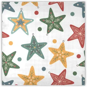 35" Square Neck Scarf Headscarf Lightweight Women Silk Like Curly Headband Tie Sleeping at Night Fashion Bandana Star Shaped on A White Background