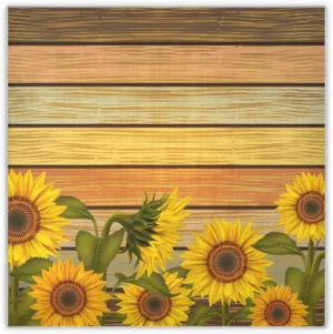 35" Square Neck Scarf Headscarf Lightweight Women Silk Like Curly Headband Tie Sleeping at Night Fashion Bandana Sunflower on Wooden Board