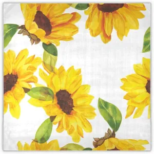 35" Square Neck Scarf Headscarf Lightweight Women Silk Like Curly Headband Tie Sleeping at Night Fashion Bandana Sunflower