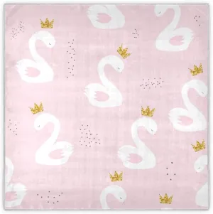 35" Square Neck Scarf Headscarf Lightweight Women Silk Like Curly Headband Tie Sleeping at Night Fashion Bandana Swan Princess