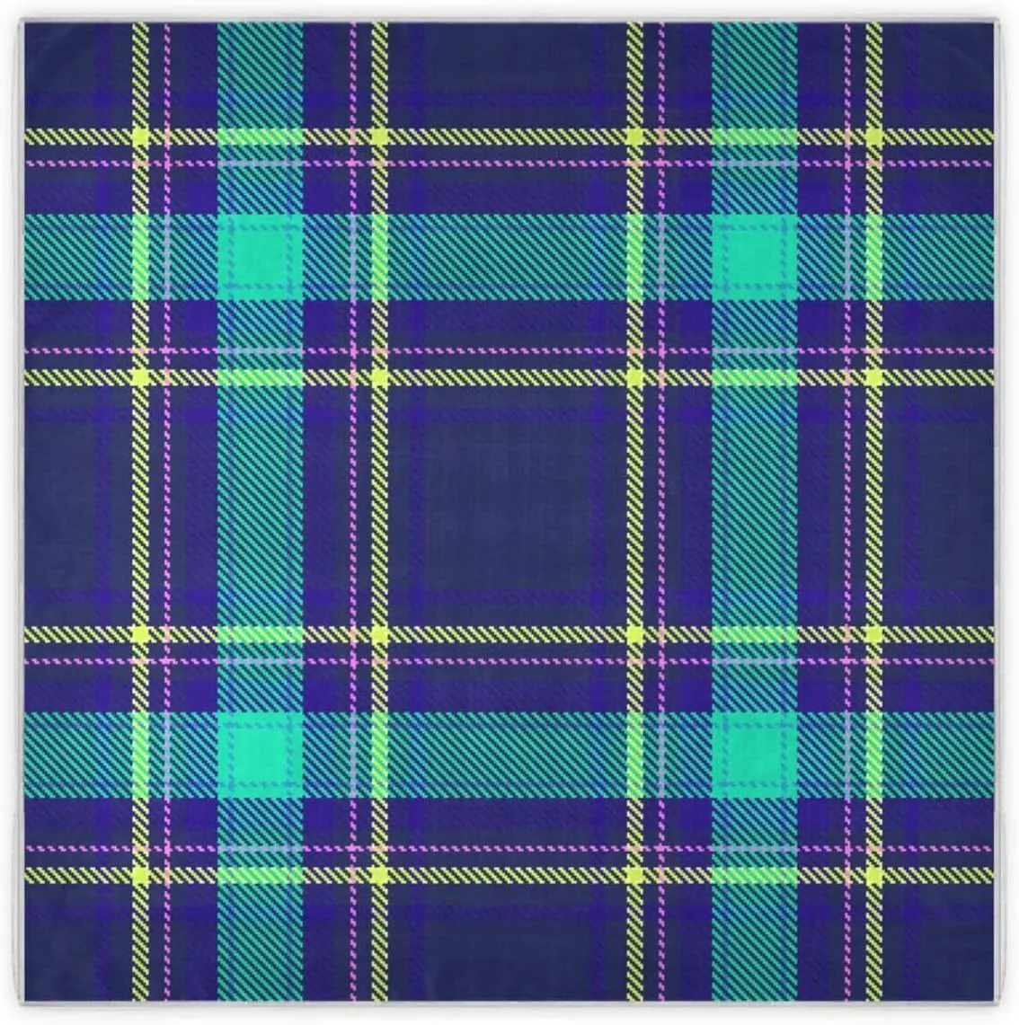 35" Square Neck Scarf Headscarf Lightweight Women Silk Like Curly Headband Tie Sleeping at Night Fashion Bandana Tartan Plaid Pattern