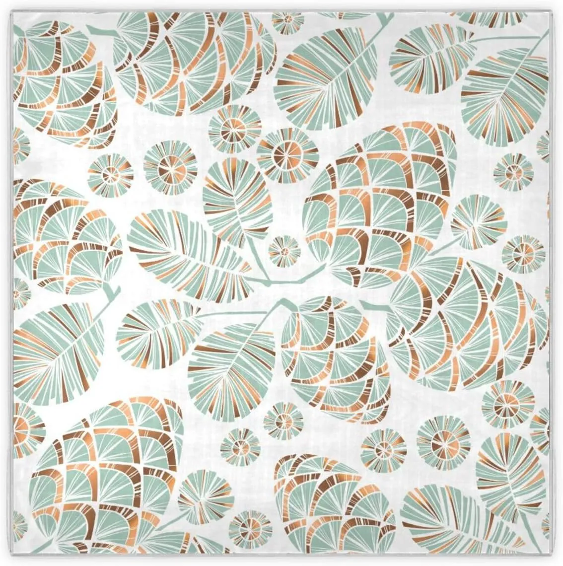 35" Square Neck Scarf Headscarf Lightweight Women Silk Like Curly Headband Tie Sleeping at Night Fashion Bandana Teal Green Pine Cone