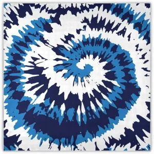 35" Square Neck Scarf Headscarf Lightweight Women Silk Like Curly Headband Tie Sleeping at Night Fashion Bandana Tie Dye Blue Spiral