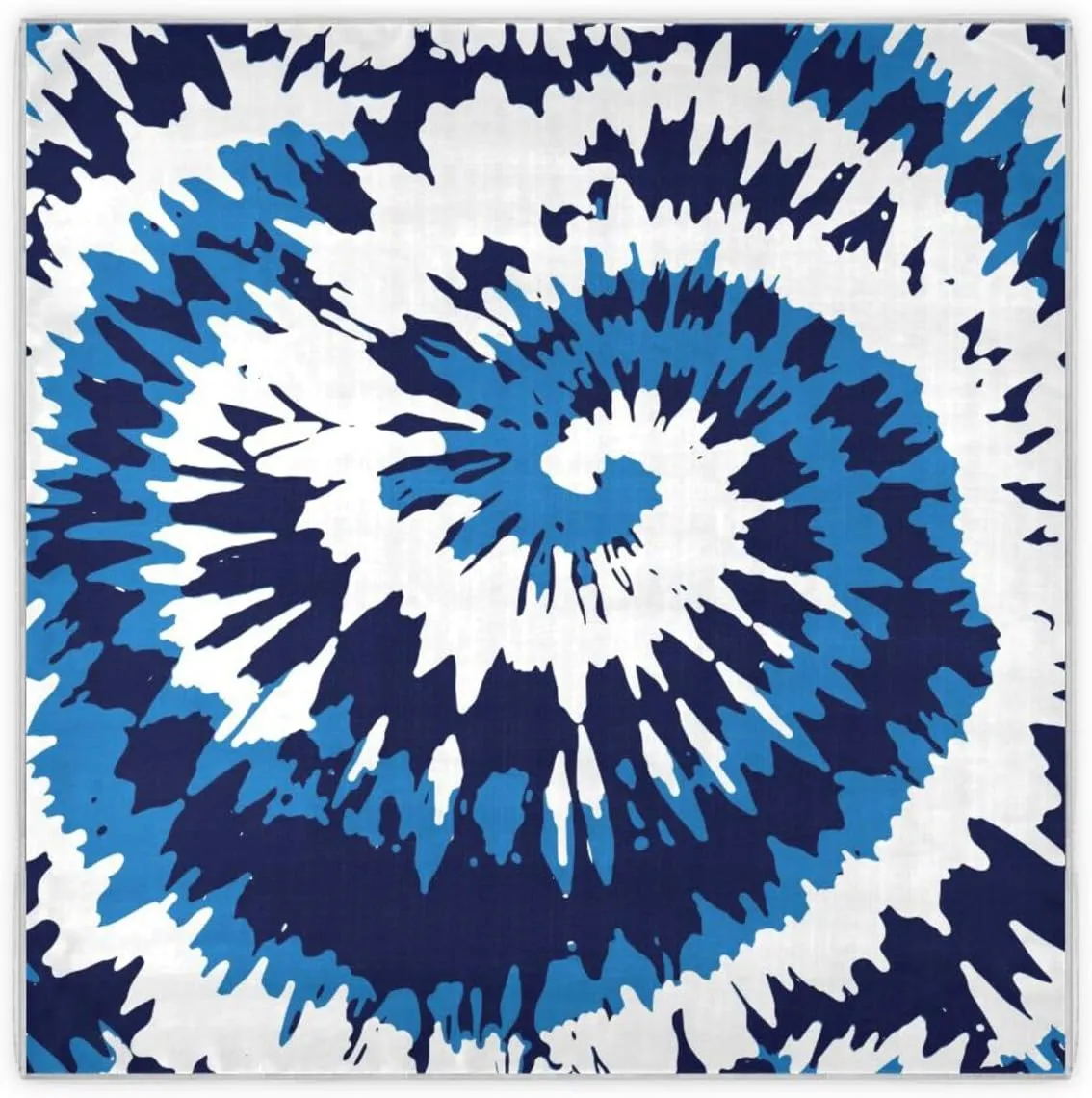 35" Square Neck Scarf Headscarf Lightweight Women Silk Like Curly Headband Tie Sleeping at Night Fashion Bandana Tie Dye Blue Spiral