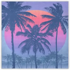 35" Square Neck Scarf Headscarf Lightweight Women Silk Like Curly Headband Tie Sleeping at Night Fashion Bandana Tropical Sunrise Palm Trees