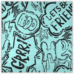 35" Square Neck Scarf Headscarf Lightweight Women Silk Like Curly Headband Tie Sleeping at Night Fashion Bandana Urban Graffiti Words