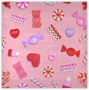 35" Square Neck Scarf Headscarf Lightweight Women Silk Like Curly Headband Tie Sleeping at Night Fashion Bandana Valentine's Day Candies and Lollipops