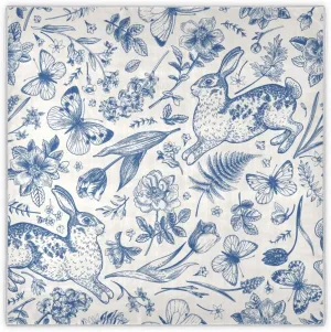 35" Square Neck Scarf Headscarf Lightweight Women Silk Like Curly Headband Tie Sleeping at Night Fashion Bandana Vintage Floral Print with Rabbits and Butterflies