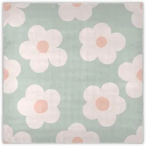 35" Square Neck Scarf Headscarf Lightweight Women Silk Like Curly Headband Tie Sleeping at Night Fashion Bandana Vintage Style Flowers Boho White Daisies