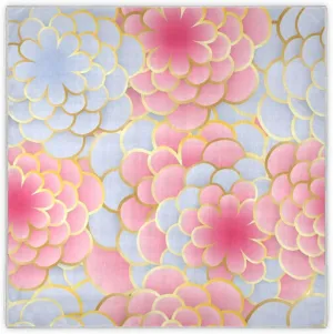 35" Square Neck Scarf Headscarf Lightweight Women Silk Like Curly Headband Tie Sleeping at Night Fashion Bandana Vintage Style Flowers Pink Blue Pattern