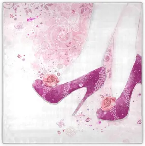 35" Square Neck Scarf Headscarf Lightweight Women Silk Like Curly Headband Tie Sleeping at Night Fashion Bandana Vintage Style Flowers Pink High Heel Shoes