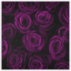 35" Square Neck Scarf Headscarf Lightweight Women Silk Like Curly Headband Tie Sleeping at Night Fashion Bandana Vintage Style Flowers Purple Roses