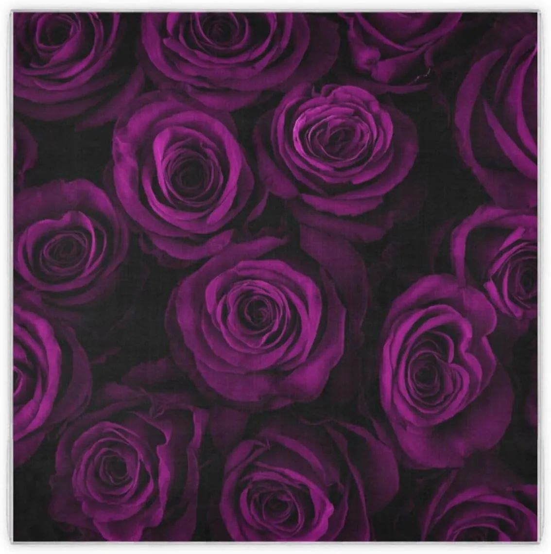 35" Square Neck Scarf Headscarf Lightweight Women Silk Like Curly Headband Tie Sleeping at Night Fashion Bandana Vintage Style Flowers Purple Roses