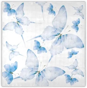 35" Square Neck Scarf Headscarf Lightweight Women Silk Like Curly Headband Tie Sleeping at Night Fashion Bandana Watercolor Blue Butterflies