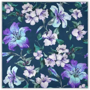 35" Square Neck Scarf Headscarf Lightweight Women Silk Like Curly Headband Tie Sleeping at Night Fashion Bandana Watercolor Vintage Purple Flowers