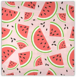 35" Square Neck Scarf Headscarf Lightweight Women Silk Like Curly Headband Tie Sleeping at Night Fashion Bandana Watermelon