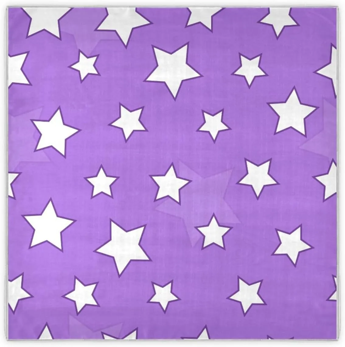 35" Square Neck Scarf Headscarf Lightweight Women Silk Like Curly Headband Tie Sleeping at Night Fashion Bandana White Stars Purple
