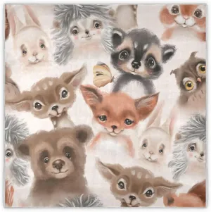 35" Square Neck Scarf Headscarf Lightweight Women Silk Like Curly Headband Tie Sleeping at Night Fashion Bandana Woodland Animals Deer Bunny