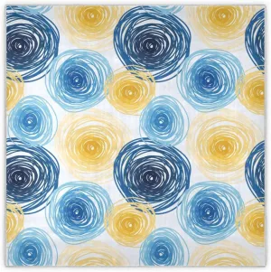 35" Square Neck Scarf Headscarf Lightweight Women Silk Like Curly Headband Tie Sleeping at Night Fashion Bandana Yellow Blue Lines Circle