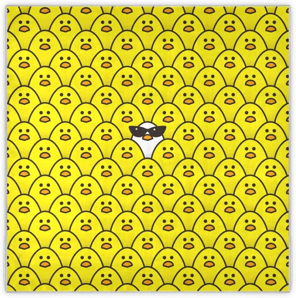 35" Square Neck Scarf Headscarf Lightweight Women Silk Like Curly Headband Tie Sleeping at Night Fashion Bandana Yellow Cute Cartoon Chicks