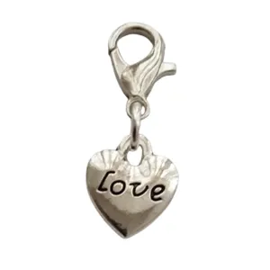 3pcs Heart Clip on Charm, Very Small Heart Pendant Zipper Pull Purse Charms, Engraving Lobster Claw Charm, Easily Clip the Charm onto Jewelry