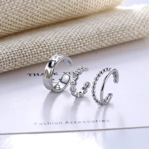 3Pcs/Set Korean Design Zircon Geometric Earrings  Ear Cuff