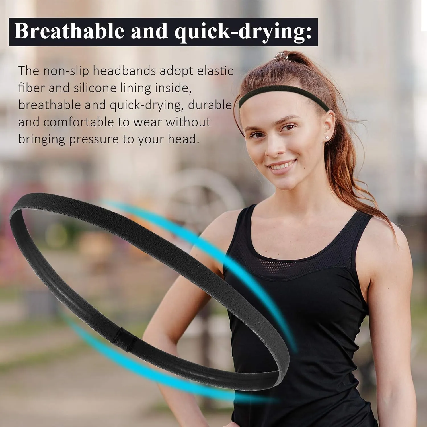 4 Pieces Elastic Sports Headbands Thick Non-Slip Hair Bands for Women and Men